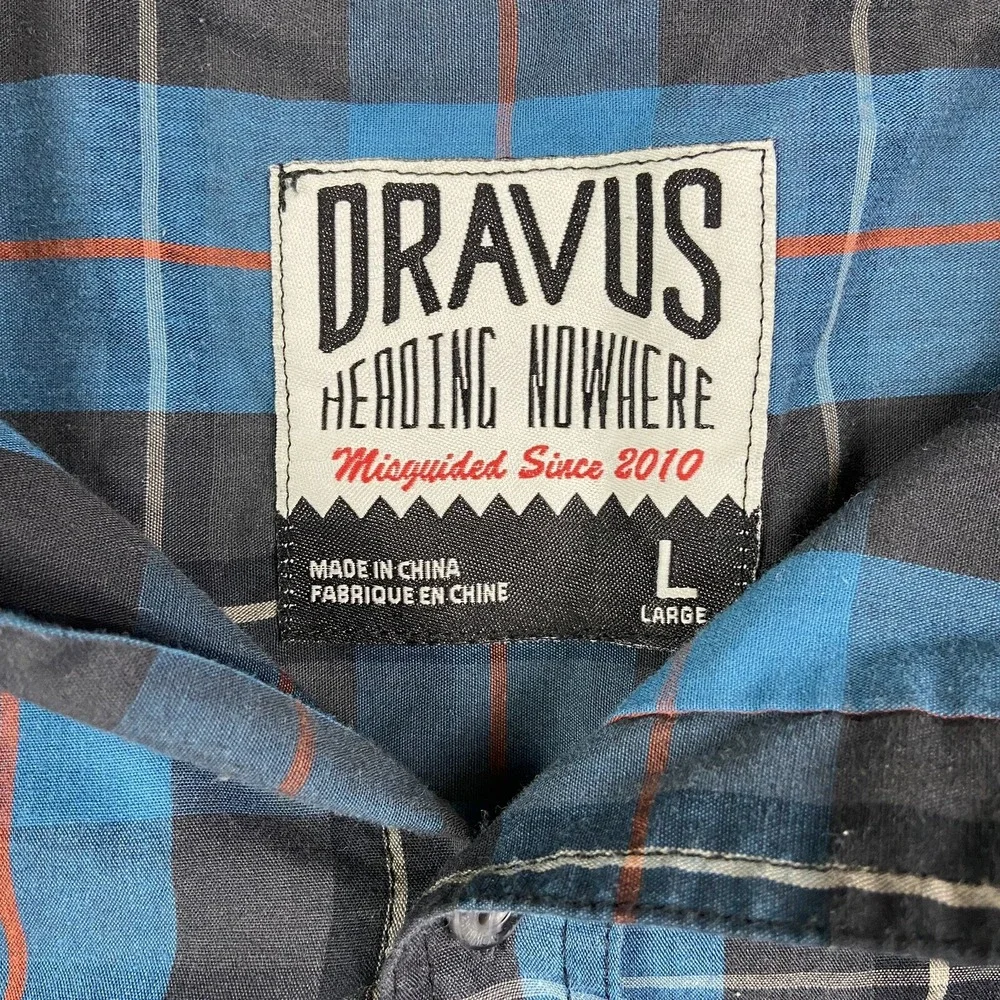 Dravus Long Sleeve Multicolor Plaid Collared Cotton Blend Shirt‎ Size L Large